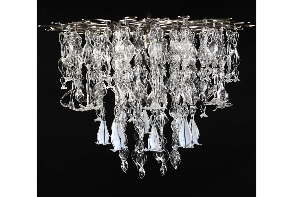 Edelweiss and gentians glass chandelier