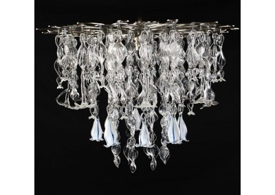 Glass chandelier, edelweiss and gentians