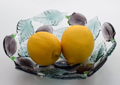 Glass bowl with damsons