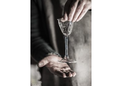 Hand blown textured damson gin glass