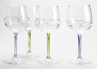 Landscape handblown wine glass